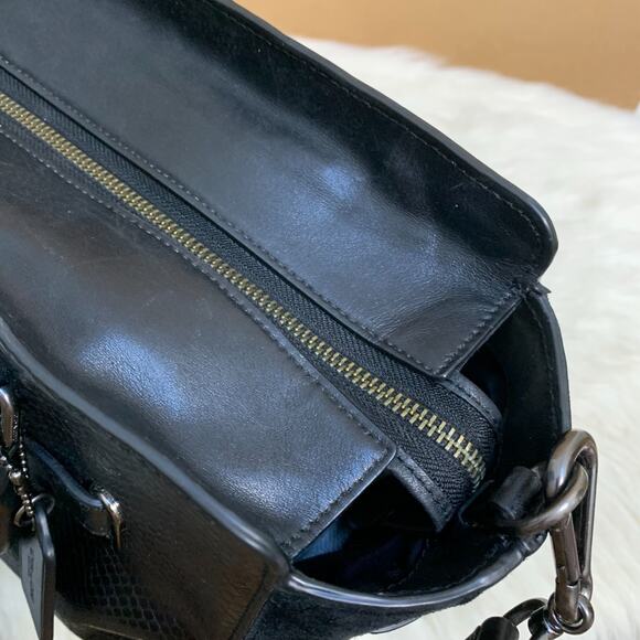 COACH Rare BLAKE CarryAll Black Exotic Python Embossed Leather & Suede F35678 - Picture 9 of 16